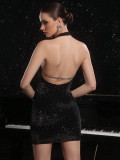 Sexy Deep V Neck Halter Bodycon Mini Formal Party Dress