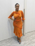 Plus Size African Print Mermaid Elegant Chic Dress