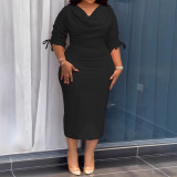 Summer Plus Size Women Strapless Slit Tassel Dress