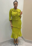 Plus Size African Print Mermaid Elegant Chic Dress