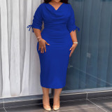 Summer Plus Size Women Strapless Slit Tassel Dress