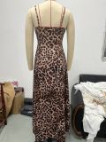 Summer Women's Strap Leopard Print Maxi Dress
