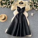 Luxury Strap V-Neck A-Line Flared Midi Dress