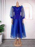 Plus-Size African Women Career Elegant Dress with Belt