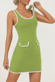 Women Summer Yoga Colorblock Quick-Dry Fitness Tennis Skirt