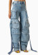 Women Street Denim Washed Cargo Wide-Leg Pants