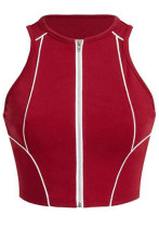 High Street Patchwork Zip Up Vest Slim Fit Sleeveless Top High Street Patchwork Zip Up Vest Slim Fit Sleeveless Top