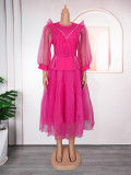 Plus-Size African Women Career Elegant Dress with Belt