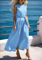 Women Summer Solid Waisted Sleeveless Maxi Dress Women Summer Solid Waisted Sleeveless Maxi Dress