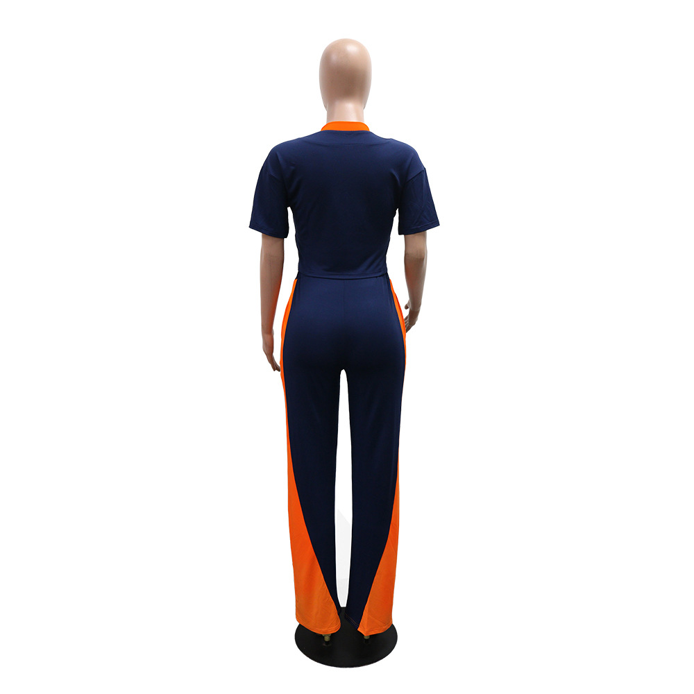 Casual Short Sleeve Top Slim Pants Two Piece Set