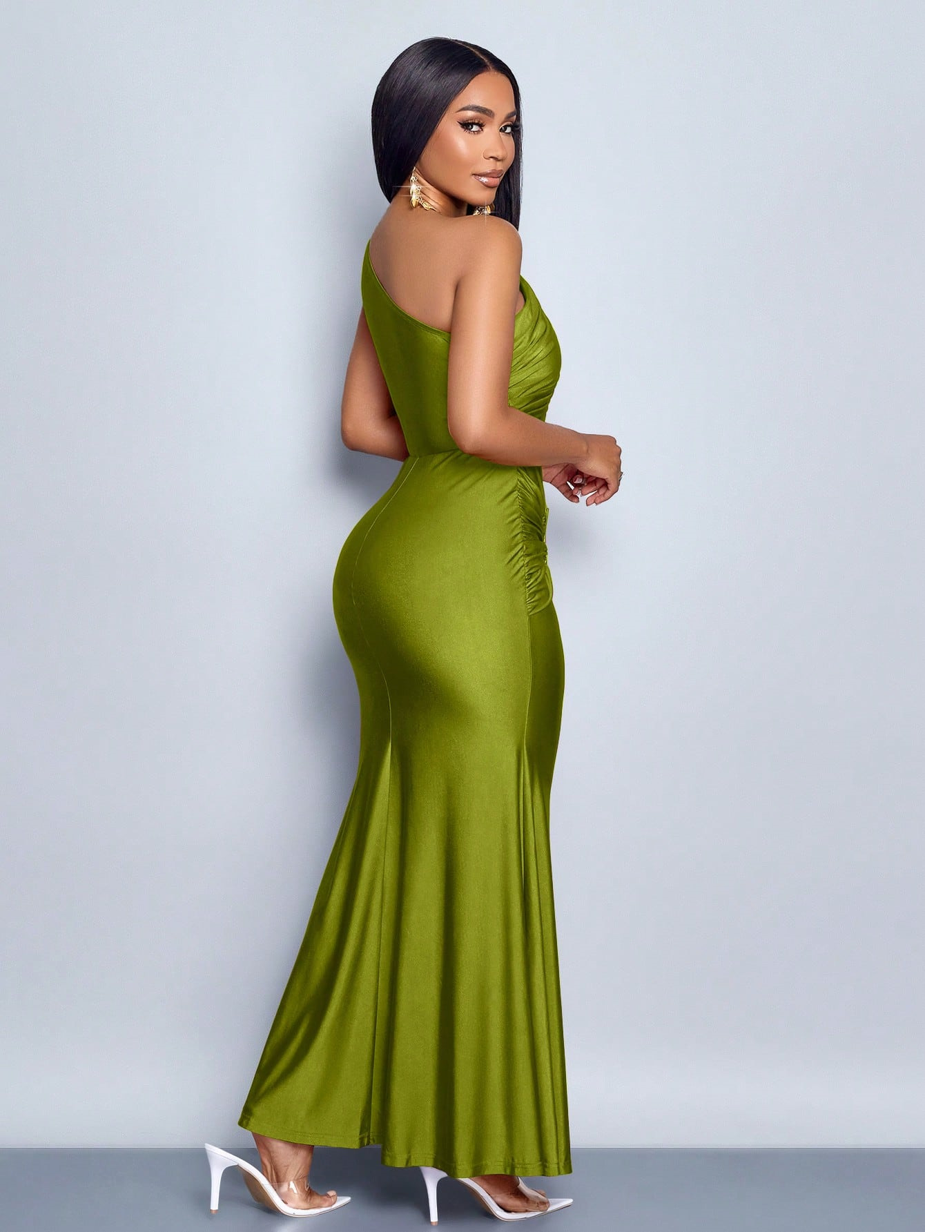 Women Summer Sexy Backless One-Shoulder Solid Sleeveless Dress
