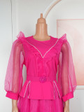 Plus-Size African Women Career Elegant Dress with Belt