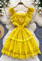 Women Summer French Lace Embroidered Dress