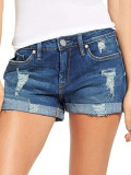 Women Stretchy Ripped Denim Shorts