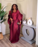 Plus-Size African Women Embroidered Dress