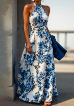 Women Holiday Halter Neck Printed Sleeveless Beach Dress Women Holiday Halter Neck Printed Sleeveless Beach Dress