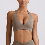 Women Padded Running Fitness Shorts Halter Neck Yoga Two-Piece Set