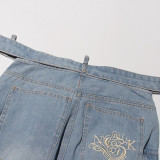 Women Street Denim Washed Cargo Wide-Leg Pants