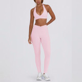 Women Padded Running Fitness Shorts Halter Neck Yoga Two-Piece Set