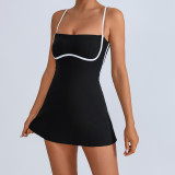 Women Yoga Contrast Padded Tennis Skirt for Fitness and Training