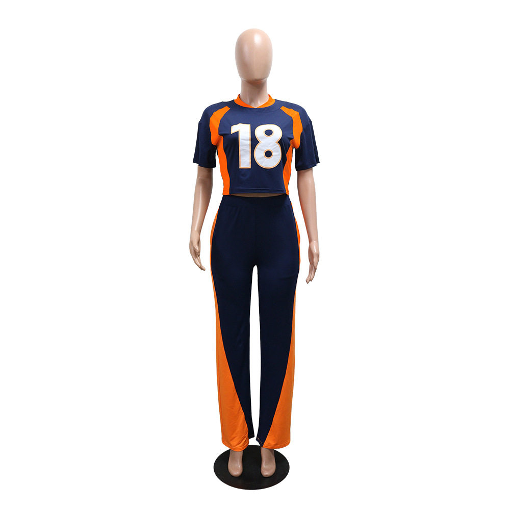 Casual Short Sleeve Top Slim Pants Two Piece Set