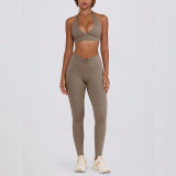 Women Padded Running Fitness Shorts Halter Neck Yoga Two-Piece Set