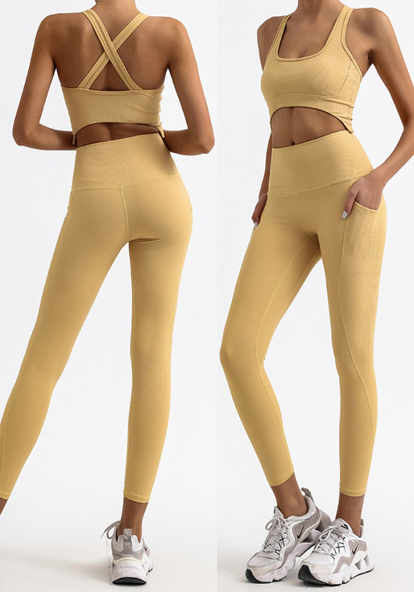 Women Fitness Tank Top and Yoga Pants Two-Piece Set