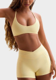 Women Stretch Halter Neck Sports Tank and Fitness Shorts Two-Piece Yoga Set