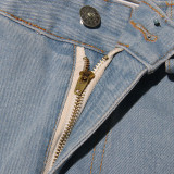 Women Street Denim Washed Cargo Wide-Leg Pants