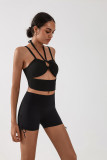 Women Fitness Hollow Padded Halter Neck Top