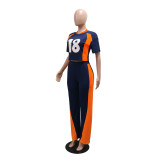 Casual Short Sleeve Top Slim Pants Two Piece Set