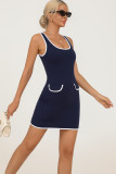 Women Summer Yoga Colorblock Quick-Dry Fitness Tennis Skirt
