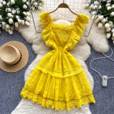 Women Summer French Lace Embroidered Dress