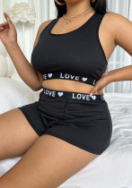 Contrast Letter Print Women’s Yoga Sports Bra Shorts Set Contrast Letter Print Women’s Yoga Sports Bra Shorts Set