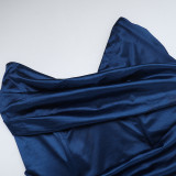 Autumn Chic Sexy Deep V Slim Waist Satin Slit Dress