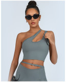 Quick Dry Asymmetric One Shoulder Yoga Tank