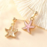 Summer Beach Starfish Earrings Enamel Alloy Drop Earrings