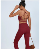 Yoga Tank Bra Peach Lift High Waist Leggings Workout Set