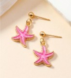 Summer Beach Starfish Earrings Enamel Alloy Drop Earrings