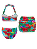 Floral Print Two-Piece Swimsuit with Bodycon Skirt 3-Piece Set