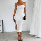 Low Back Slit Maxi Dress Sexy Summer Bodycon Gown