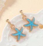 Summer Beach Starfish Earrings Enamel Alloy Drop Earrings