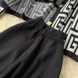 Fall Winter Maze Pattern Cardigan Tank Pants Knit Set