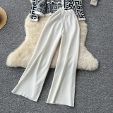 Fall Winter Maze Pattern Cardigan Tank Pants Knit Set