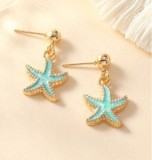 Summer Beach Starfish Earrings Enamel Alloy Drop Earrings
