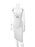 Low Back Slit Maxi Dress Sexy Summer Bodycon Gown