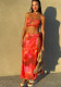 Gradient Print Strapless Low-Rise Bikini with Mesh Skirt 3-Piece Set