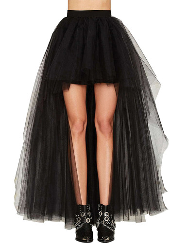 Summer Mesh High Low Plus Size Sexy Flared Skirt