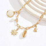Sun Pearl Shell Necklace Women’s Summer Layered Pendant