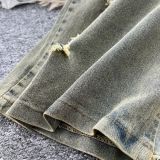 Turn Down Collar Distressed Denim Halter Top Slit Skirt Set